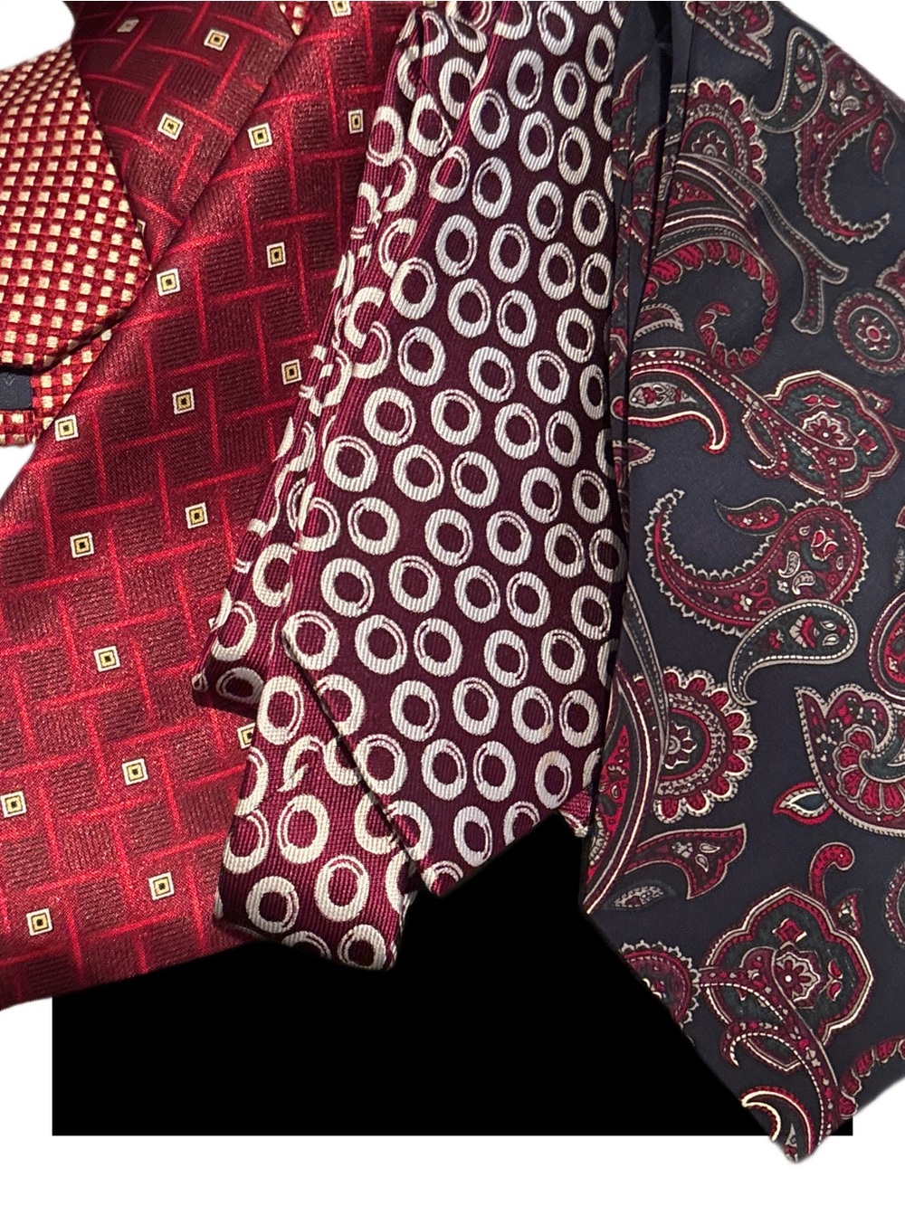 Men's Burgundy Patterned Tie Set - Elegant Dress Neckties